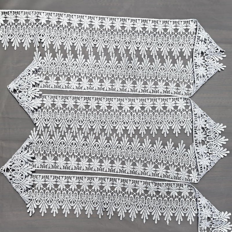 DKKUAYANGUP (Pure White Floral Lace Trim - 5 Yards, 9cm Wide | Wedding Dress Embellishment, Gift Packaging, Party Decor | DIY Sewing & Craft Supplies - Image 4